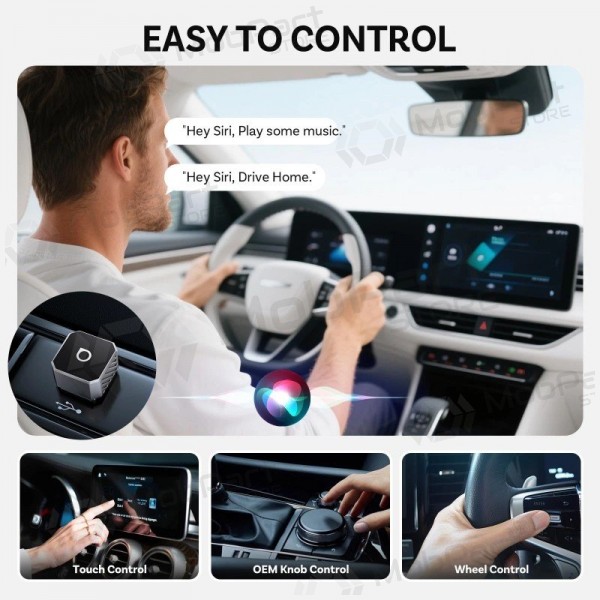 Juodas juhtmevaba CarPlay / Android Auto adapter Ottocast Mini Cube CP88-T3