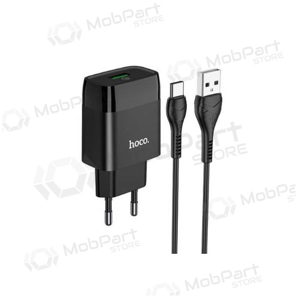 Laadija HOCO C72Q Glorious USB + type-C kaabel (QC3.0) (mustad)