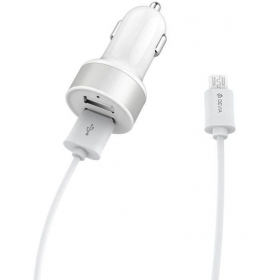 Laadija automobilinis Devia Smart x 2 USB (2.4A) + microUSB (valged)
