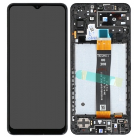 Ekranas Samsung A136 A13 5G su lietimui jautriu stikliuku ja rėmeliu Black originaalne