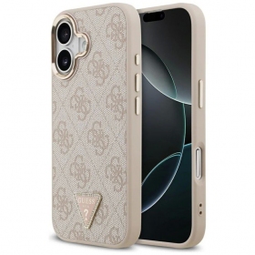 Apple iPhone 17 ümbris - Guess PU Leather 4G Strass Triangle Logo Gold Frame MagSafe