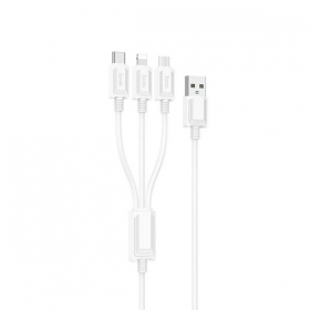 USB kaabel Hoco X74 3in1 microUSB-Lightning-Type-C 1.0m (valged)