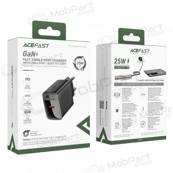 Telefoni laadija Acefast A104 25 W GaN USB-C must