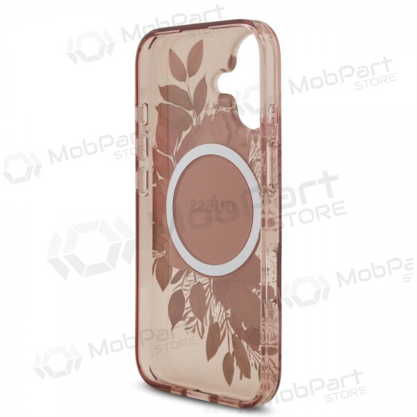 Apple iPhone 17 ümbris - Guess IML Flowers Strap MagSafe (roosa)