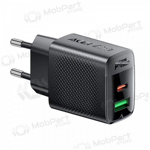 Laadija Acefast A98 30W GaN USB-C/USB-A mustad