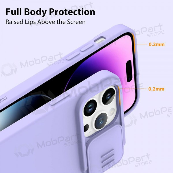 Apple iPhone 15 Plus ümbris „Nillkin Silicone“ (šviesiai lilla) Apple iPhone 15 Plus ümbris „Nillkin Silicone“ (šviesiai lilla)