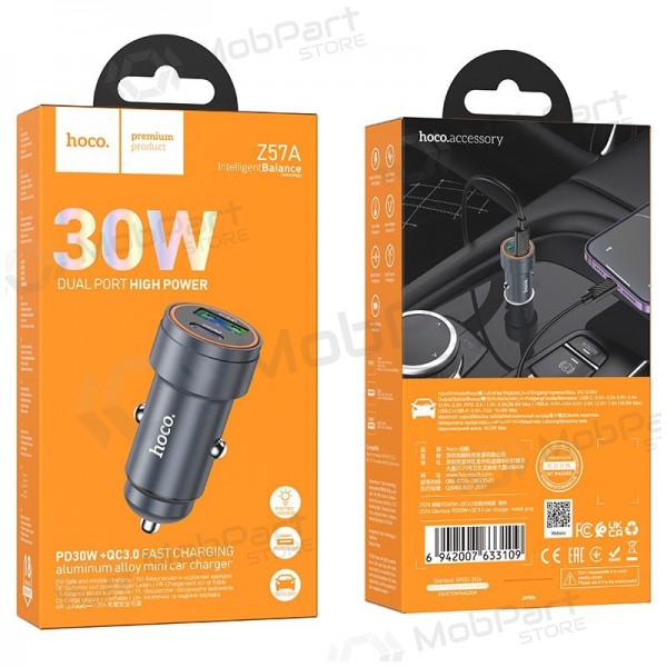 Autolaadija Hoco Z57A 30 W USB-C + USB-A