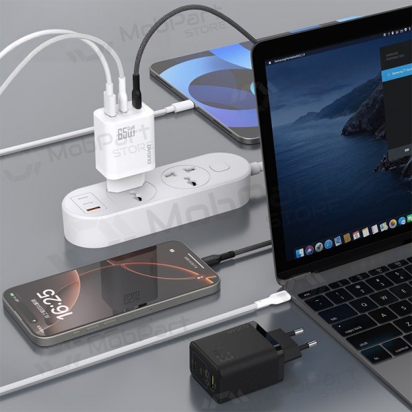 Telefoni laadija Dudao A28PC 45 W GaN 2x USB-C USB-C kaabliga 1 m must