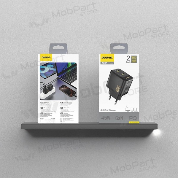 Telefoni laadija Dudao A28P 45 W GaN 2x USB-C must