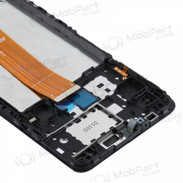 Samsung Galaxy A12 ekraan (mustad) (koos raamiga) (originaalne)