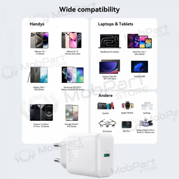 Laadija Joyroom JR-TCF24 USB-C PD30W valged