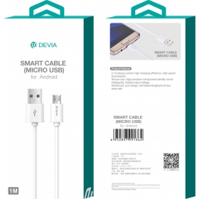 USB kaabel Devia Smart microUSB 1.0m (valged)
