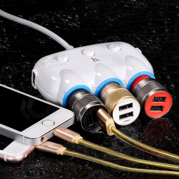 Autolaadija - šakotuvas Hoco C1 2xUSB 3xconnector (3.1A) Autolaadija - šakotuvas Hoco C1 2xUSB 3xconnector (3.1A)