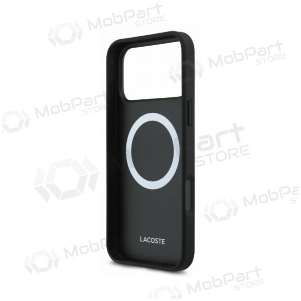 Apple iPhone 18 Pro ümbris - Lacoste PVC Petit Pique Semi Wrap Embossed MagSafe (must)