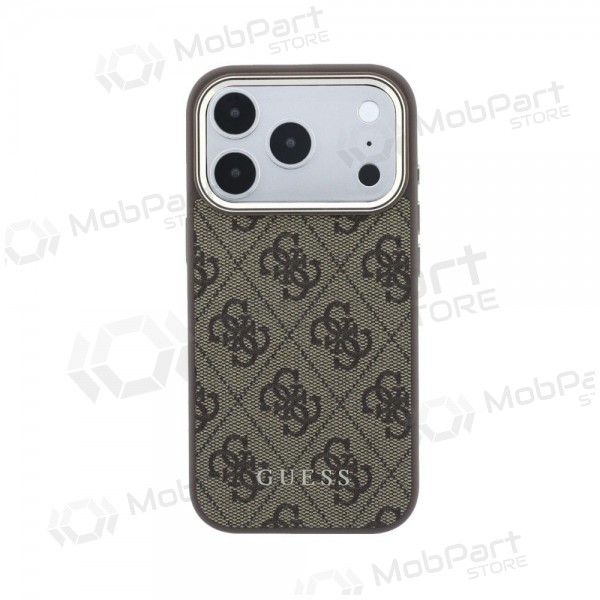 Apple iPhone 18 Pro Max ümbris - Guess PU Leather 4G Gold Frame MagSafe (pruun)