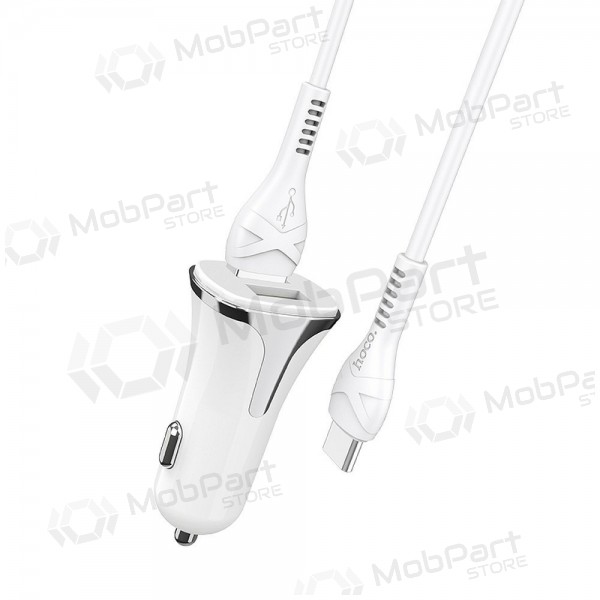 Laadija automobilinis Hoco Z31 Quick Charge 3.0 (3.4A) x 2 USB + Type-C (valged)