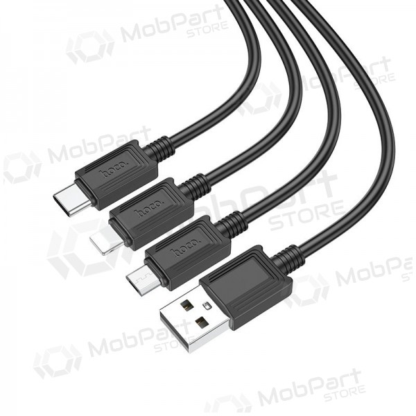 USB kaabel Hoco X74 3in1 microUSB-Lightning-Type-C 1.0m (mustad)