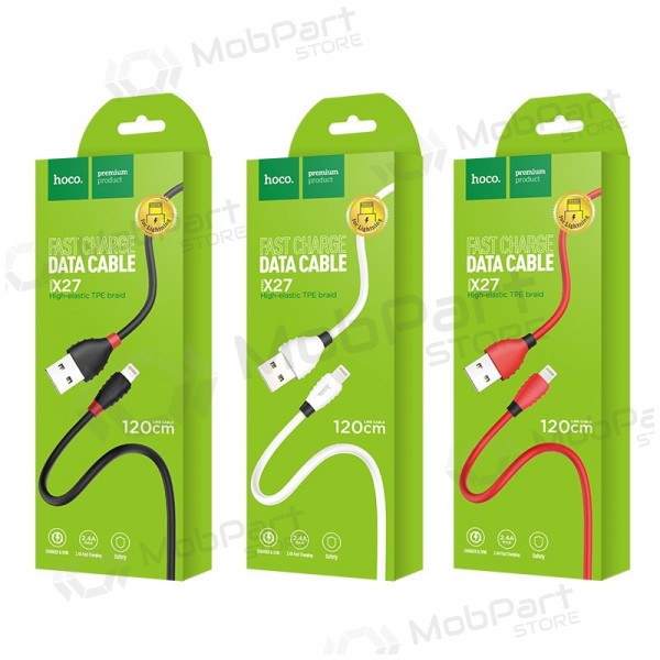 USB kaabel HOCO X27 lightning 1.2m (valged)