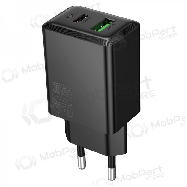 Telefonilaadija Hoco N71 30 W GaN USB-C + USB-A must