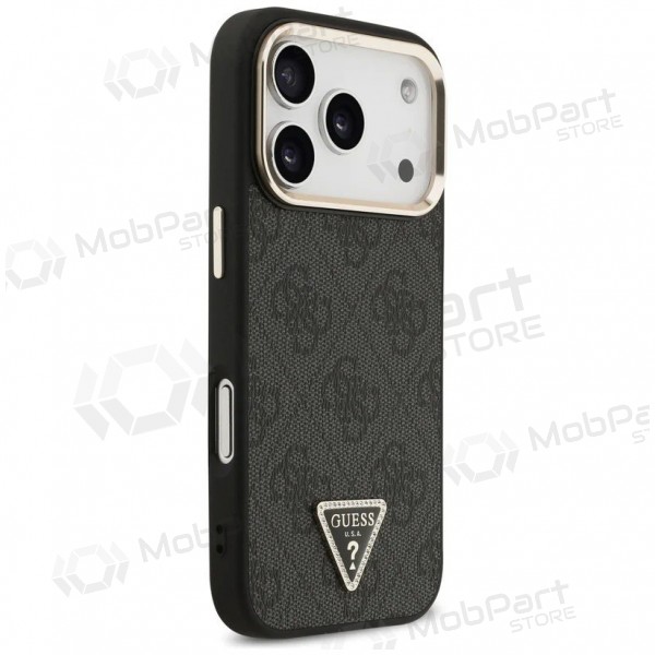 Apple iPhone 17 Pro Max ümbris - Guess PU Leather 4G Strass Triangle Logo Gold Frame MagSafe (must)