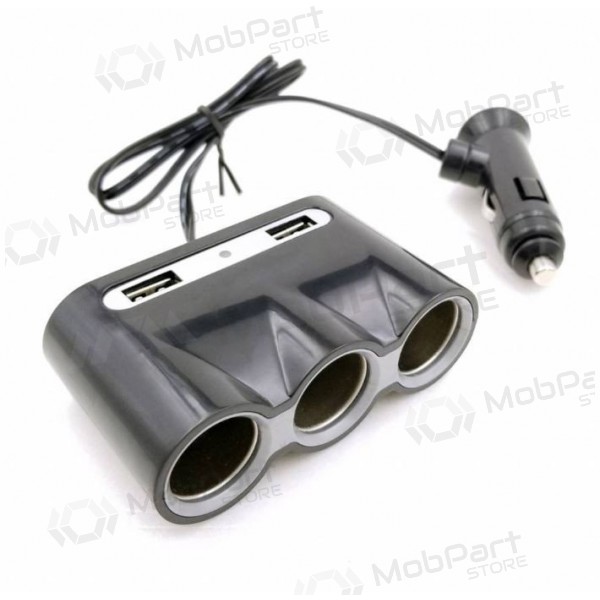 Autolaadija OMEGA TRIPLE OUC913 (2xUSB 2.4A) (mustad)