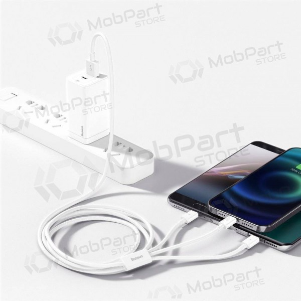 Kaabel Baseus Superior USB - microUSB+Lightning+Type-C 3.5A 1.5m (valged) CAMLTYS-02