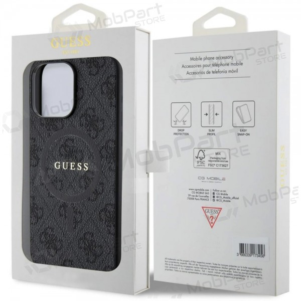 Apple iPhone 15 Pro Max ümbris - Guess PU Leather 4G Colored Ring MagSafe (must)