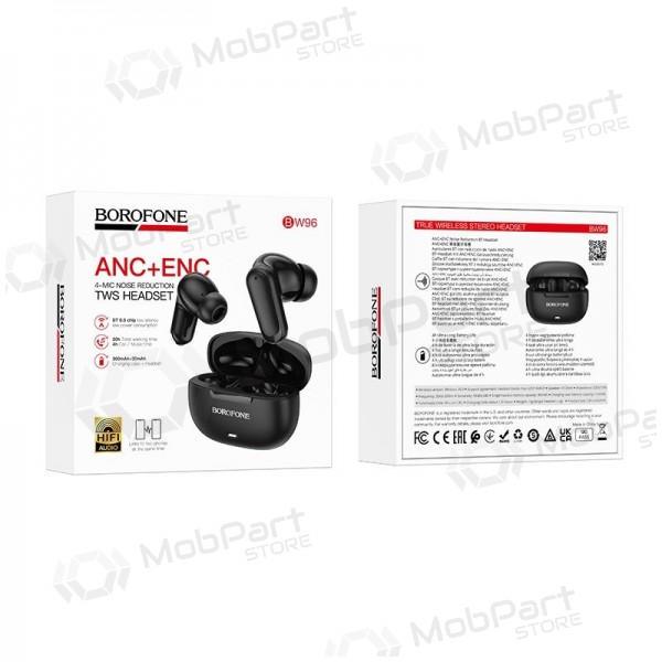 Juhtmevabad kõrvaklapid Borofone BW96 Bluetooth ANC+ENC USB-C mustad