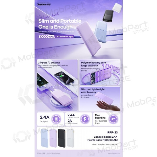 Väline patarei / aku Power Bank Remax RPP-23 12W 10000mAh must