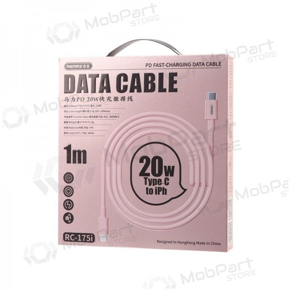 USB kaabel Remax RC-175i USB-C to Lightning 20W 1.0m valged