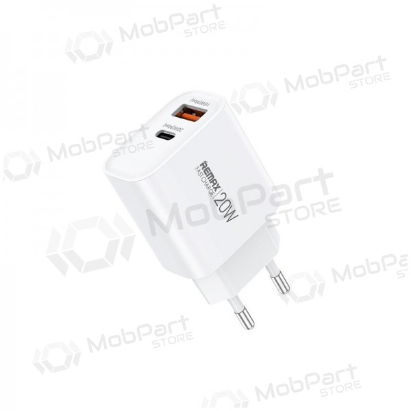 Telefoni laadija Remax RP-U120 20 W USB-C + USB-A valge