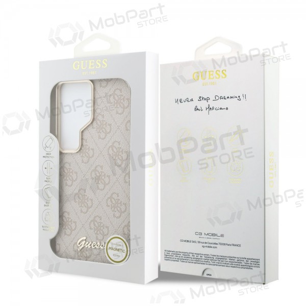 Samsung Galaxy S26 Ultra ümbris - Guess PU 4G Script Metal Logo Magnetic (roosa)