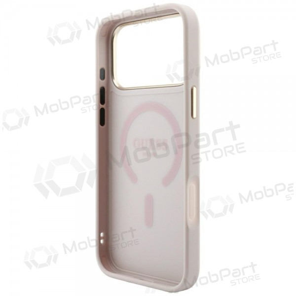 Apple iPhone 18 Pro Max ümbris - Guess PU Leather 4G Gold Frame Embossed MagSafe (roosa)