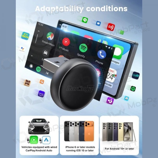 CarPlay adapter Carlinkit Mini Ultra3 juhtmevaba Android Auto must