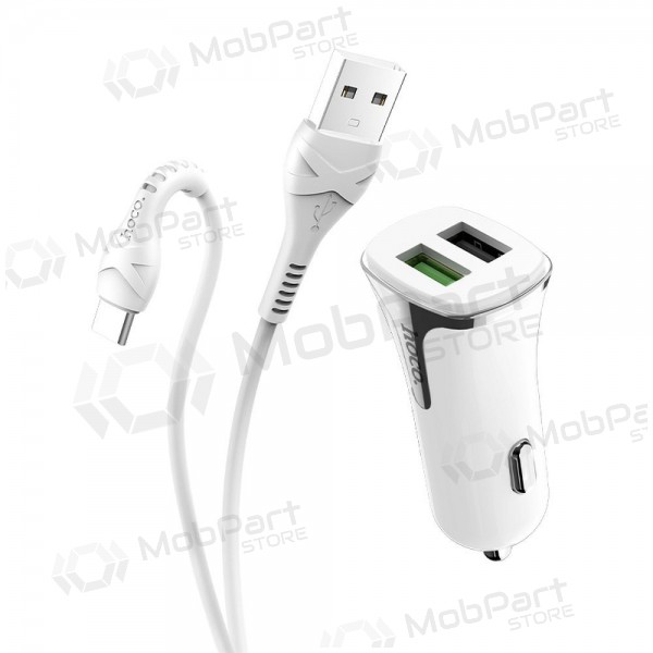 Laadija automobilinis Hoco Z31 Quick Charge 3.0 (3.4A) x 2 USB + Type-C (valged)