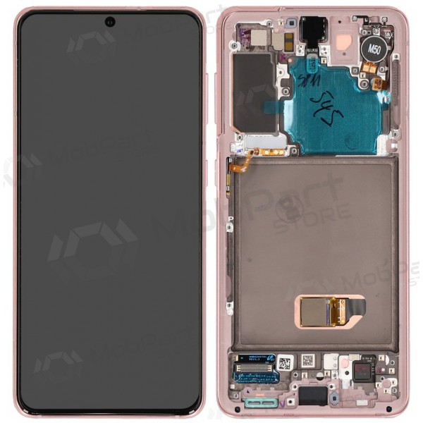 Ekranas Samsung G991 S21 5G su lietimui jautriu stikliuku ja rėmeliu Phantom Pink originaalne (service pack) Ekranas Samsung G991 S21 5G su lietimui jautriu stikliuku ja rėmeliu Phantom Pink originaalne (service pack)