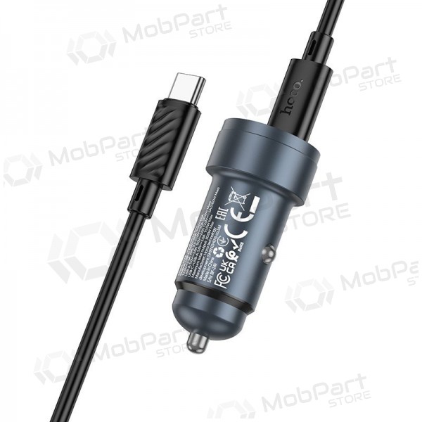 Hoco Z57A 30 W USB-C + USB-A autolaadija koos USB-C kaabliga 1 m