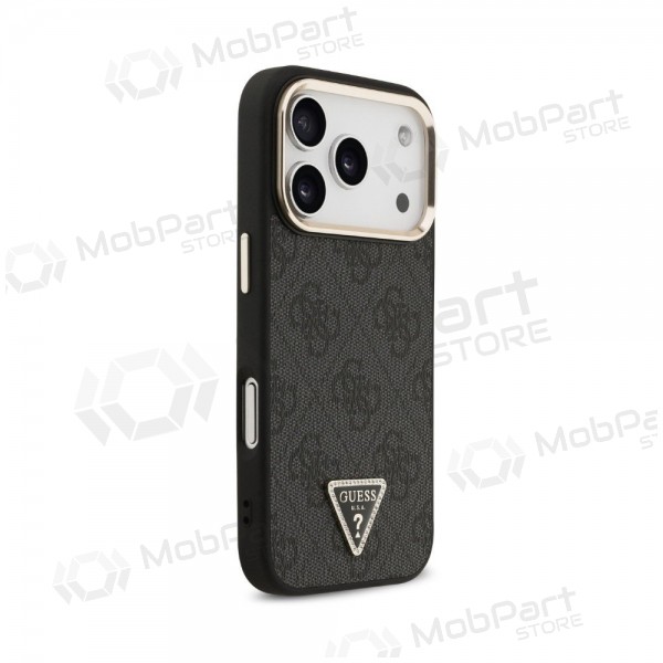Apple iPhone 18 Pro Max ümbris - Guess PU Leather 4G Strass Triangle Logo Gold Frame MagSafe (must)