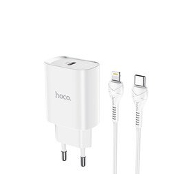 Laadija Hoco N14 Smart Charging PD20W Type-C to Lightning (valged)