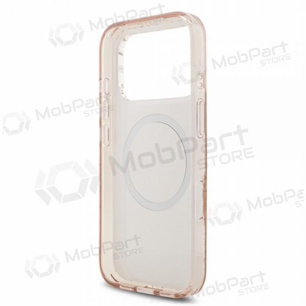 Apple iPhone 18 Pro ümbris - Guess IML Flowers Allover Strap MagSafe (roosa)