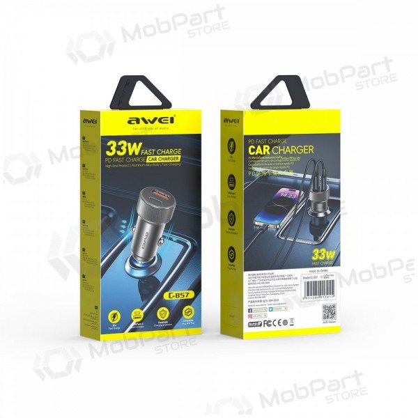 Autolaadija Awei C-857 33W USB-C/USB-A mustad