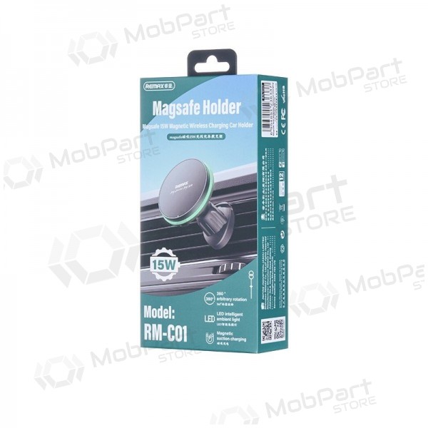Automobilinis laikiklis-laadija Remax RM-C01 MagSafe 15W mustad