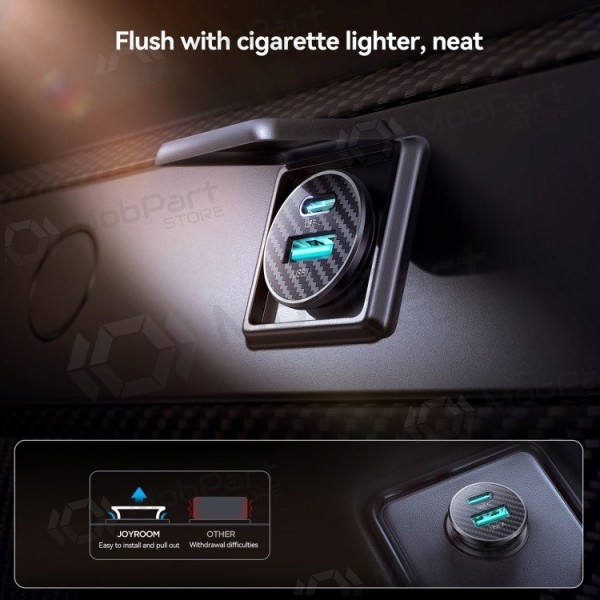 Autolaadija Joyroom JR-CCN16 USB-A/USB-C 15W mustad