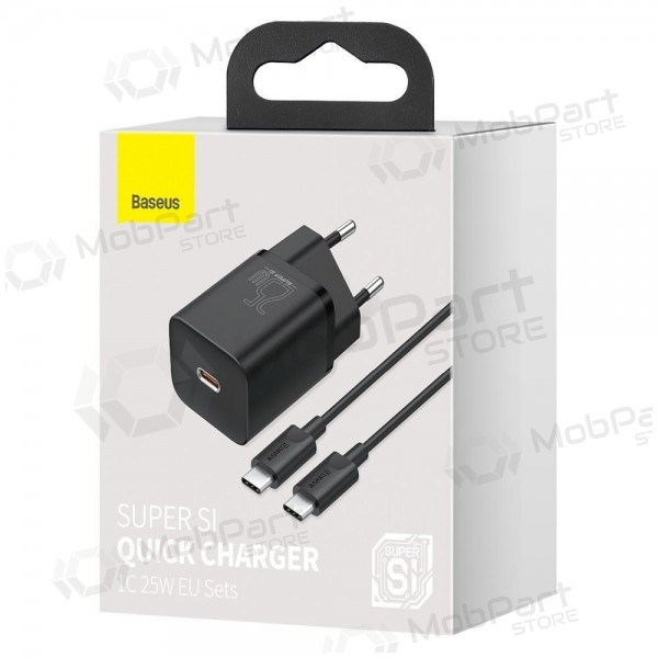 Laadija buitinis Baseus Super Si 25W + Type-C 1.0m mustad TZCCSUP-L01
