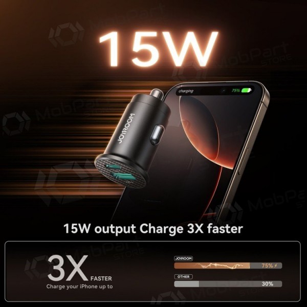 Autolaadija Joyroom JR-CCN16 USB-A/USB-C 15W mustad