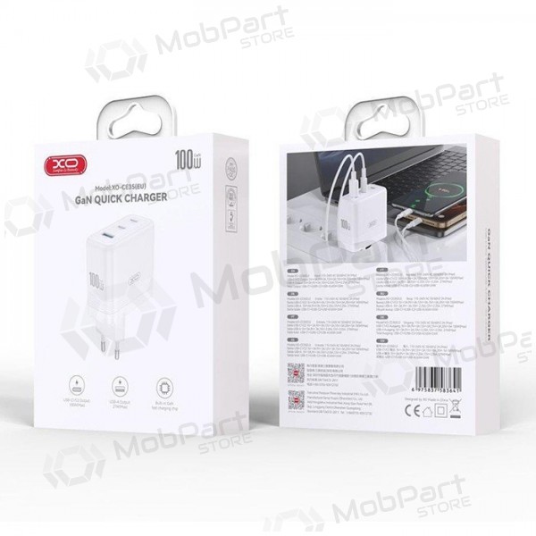 Telefonilaadija XO CE35 100 W 2x USB-C + USB-A valge