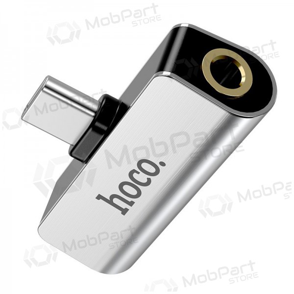 Adapter Hoco LS26 iš Type-C į Type-C + 3,5mm (hõbedane) Adapter Hoco LS26 iš Type-C į Type-C + 3,5mm (hõbedane)