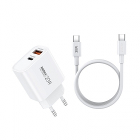Telefoni laadija Remax RP-U120 20 W USB-C + USB-A koos USB-C kaabliga 1 m valge