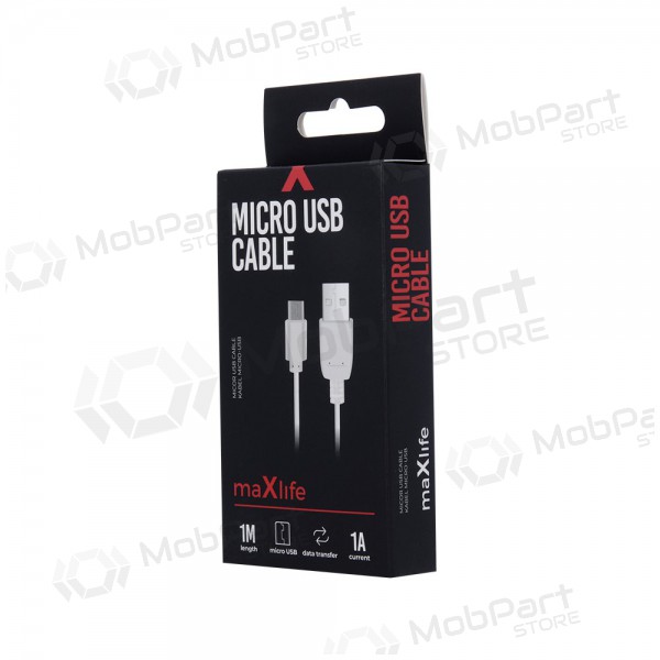 USB kaabel Maxlife microUSB (valged) 1.0m