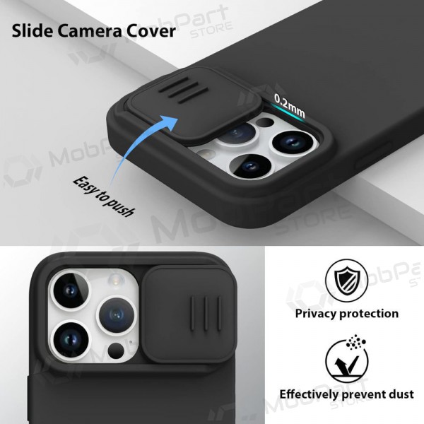 Apple iPhone 15 Plus ümbris „Nillkin Silicone“ (mustad)